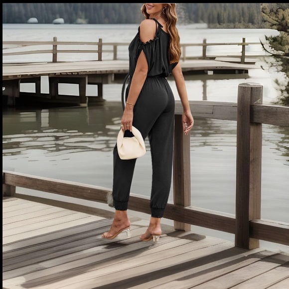 Sexy Elegant Jumpsuit 4 Womens Dressy 1Pc Romper Cold Shoulder Slit Sleek Suit - Picture 7 of 16